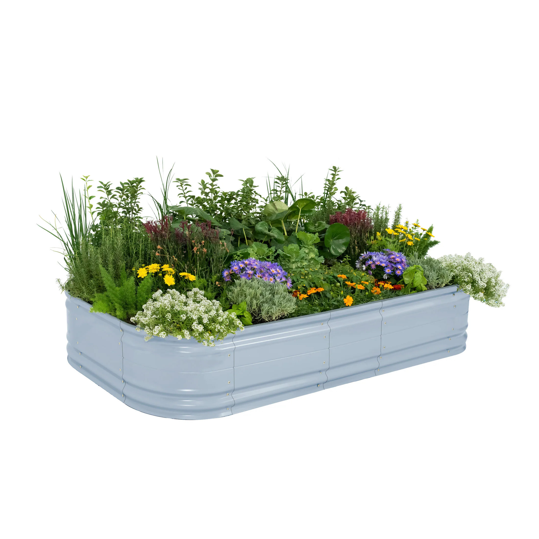 Vego Garden 45-cu ft 48-in W x 96-in L x 17-in H Sky Blue Galvanized Metal Raised Garden Bed | VB10N117SBG2 | Lowe's