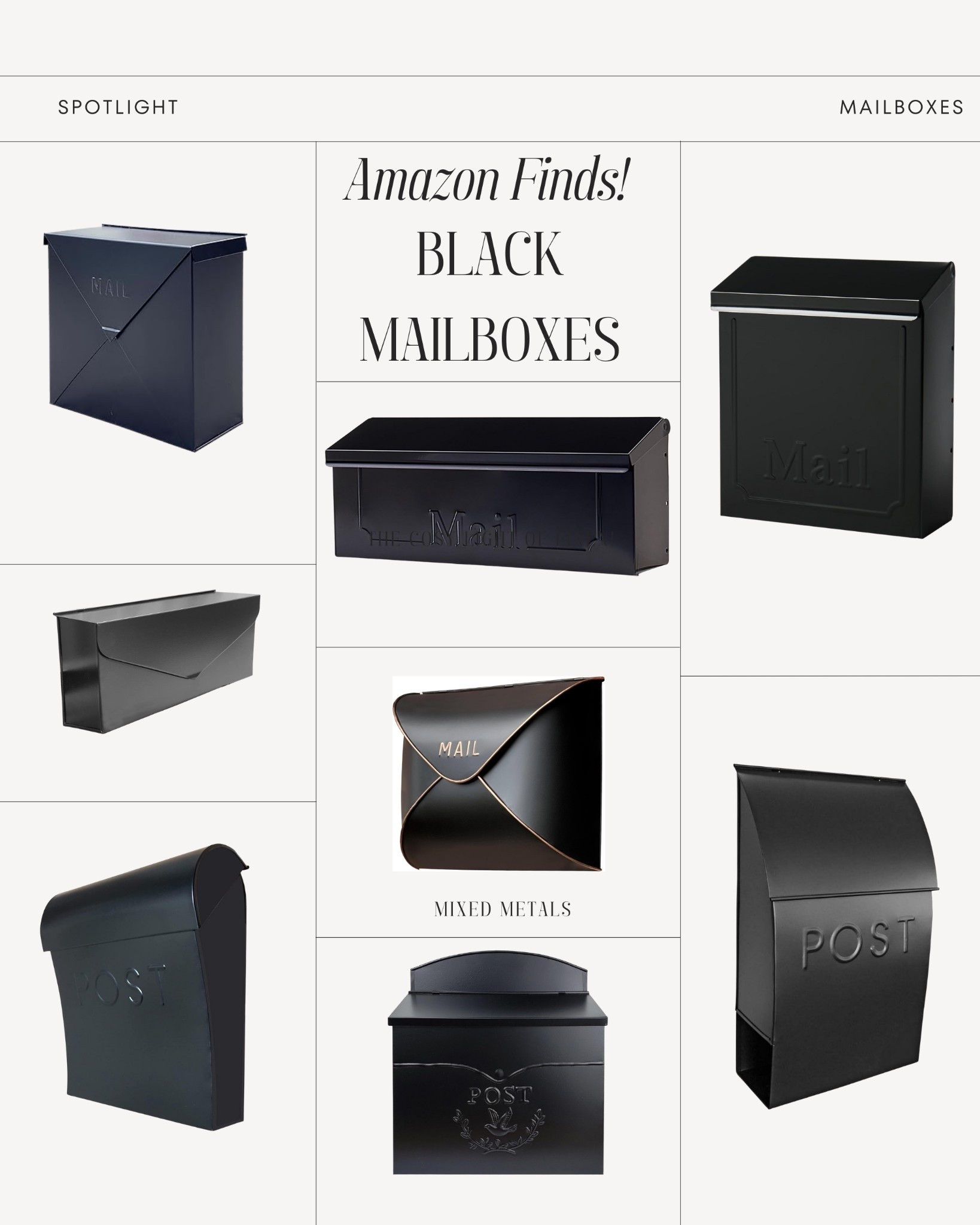 ✨ Amazon Finds ✨
When the mailbox is the first thing guests see… it better be a good one.
Rounded, modern, vintage-inspired—these black mailboxes are anything but basic. I rounded up my favourites (including one with a hint of brass 💌) so your curb appeal can finally catch up to what’s going on inside.

🖤 Tap to shop each style
🖤 All available on Amazon
🖤 Linked in my LTK shop!

#AmazonFinds #MailboxGoals #ExteriorDesign #CurbAppeal #HomeDetails #DesignWithIntention #LTKhome #moderncottage #blackandbrass #frontporchstyle

#LTKSummerEdit #LTKHome #LTKSeasonal