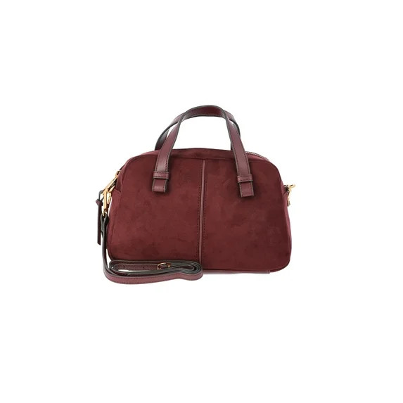 Time and Tru Women's Faux Suede Mini Satchel Bag with Crossbody Strap, Burgundy - Walmart.com | Walmart (US)