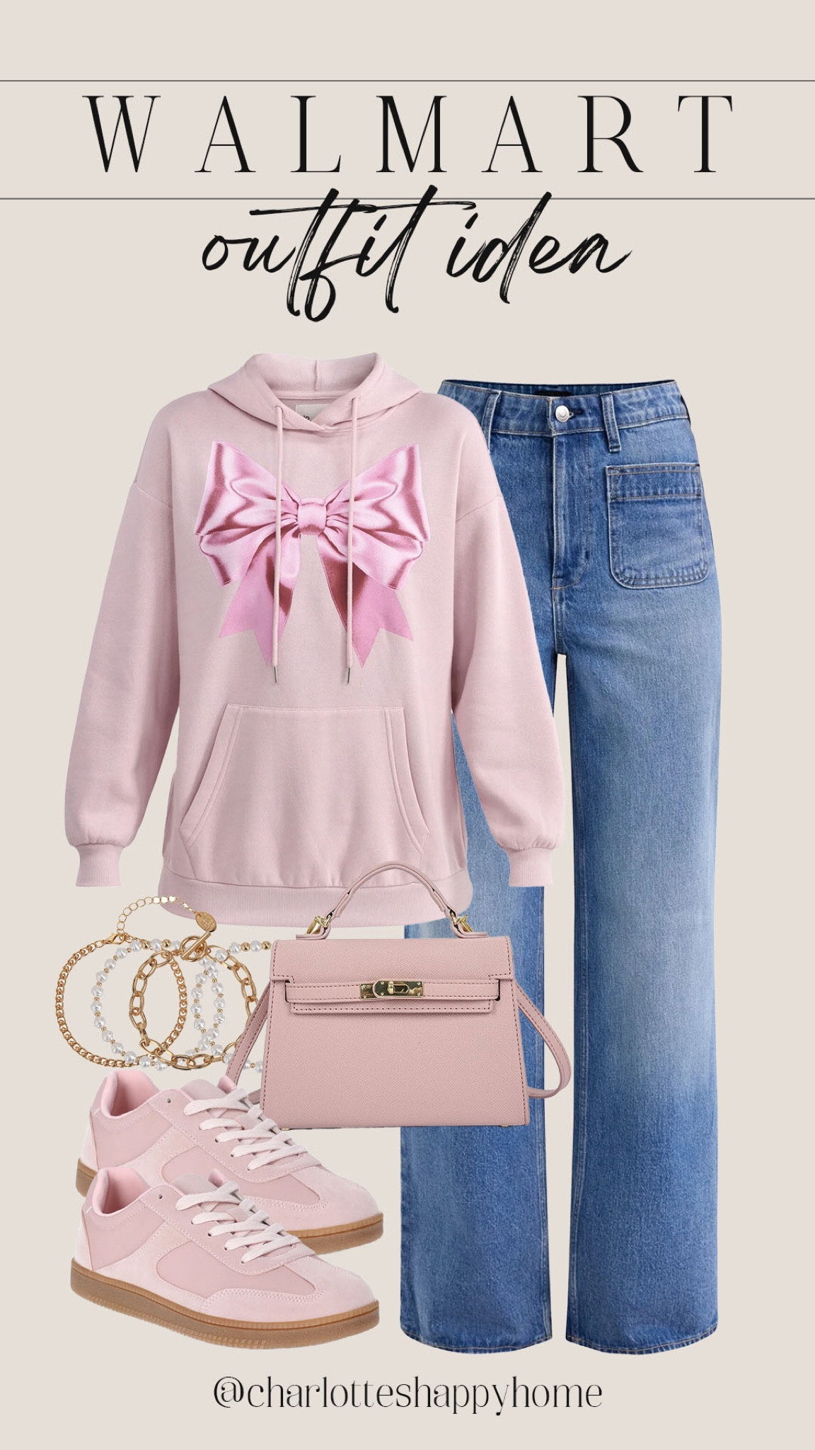 Casual outfit idea from Walmart! 

#walmartfashion

Walmart fashion. Walmart new arrivals. Walmart pink bow sweatshirt. Walmart designer inspired handbag. Walmart statement sneakers  

#LTKStyleTip #LTKFindsUnder100 #LTKSeasonal