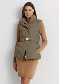 Lauren Ralph Lauren Glen Plaid Quilted Tweed Down Vest | Belk