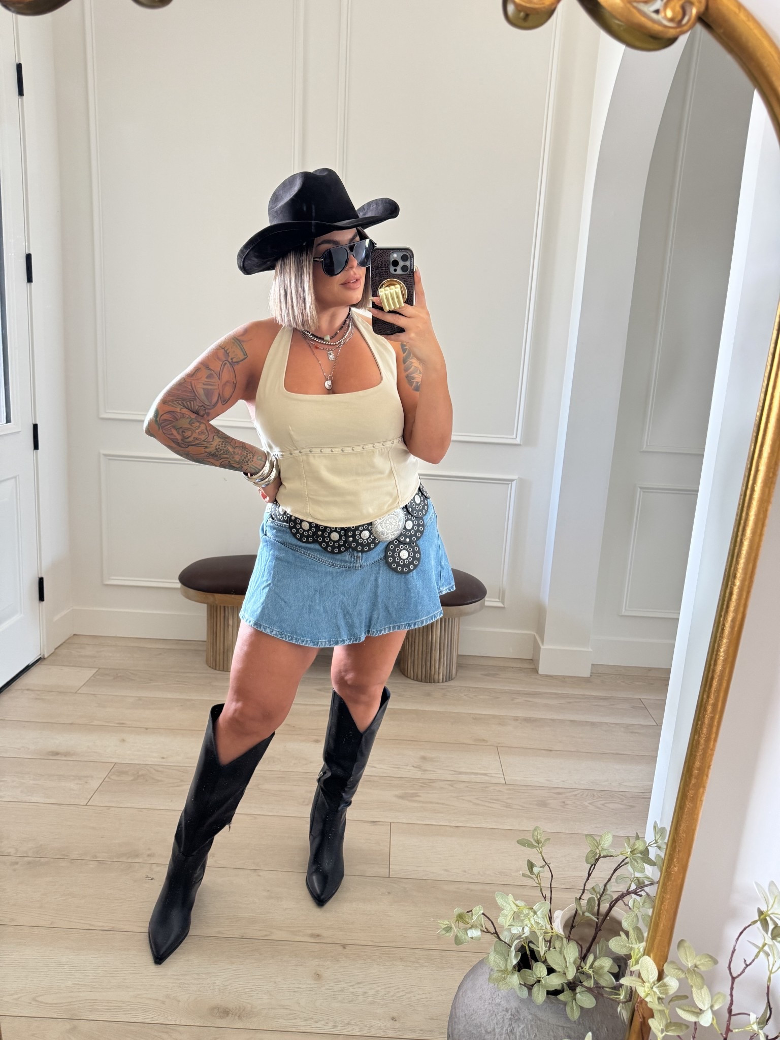 Country concert outfit idea 
Skirt 12 
Top xl but it’s big needed L 
Boots tts 


#LTKootd #LTKMidsize