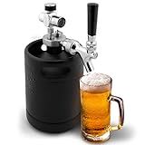 NutriChef Mini Keg Detachable Aluminum Regulator & Tap Spear Easy Storage Black Matte Powder Coated  | Amazon (US)