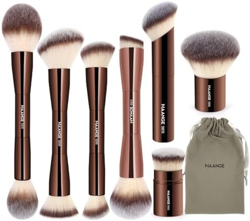 MAANGE 7pcs Makeup Brush Set Double Sided Kabuki Makeup Brushes Contour Brush for Foundation Liqu... | Amazon (US)
