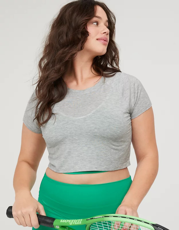 OFFLINE By Aerie Thumbs Up Cropped T-Shirt | Aerie