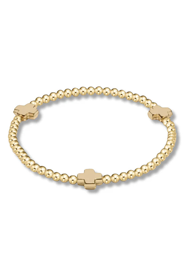 enewton Signature Cross 3mm Gold Bead Bracelet | The Willow Tree