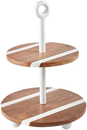Mud Pie Wood Strap Tiered Server; 18" X 13" Dia, Brown | Amazon (US)