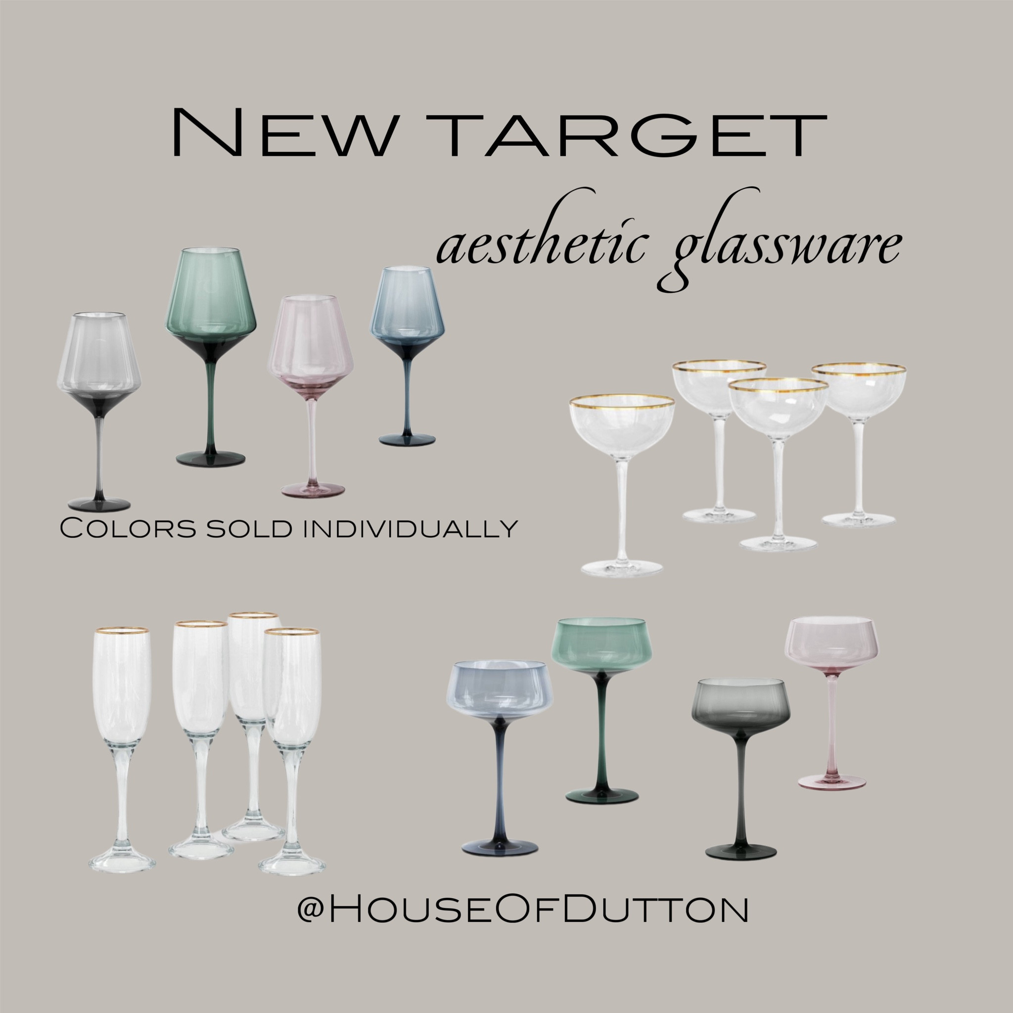 New target aesthetic glassware.
The colors are individual. The gold rimmed are sets.

#LTKfindsunder50 #LTKhome #LTKSeasonal