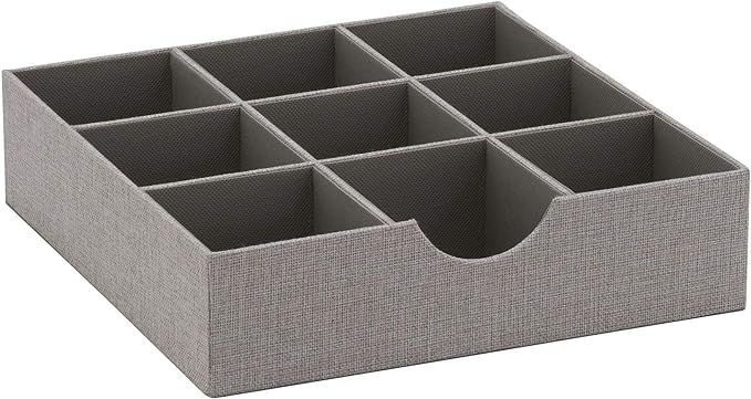 Household Essentials Grey 728-1 Deep 9 Section Drawer Organizer Box for Storage 12 in x 3.13 | Amazon (US)