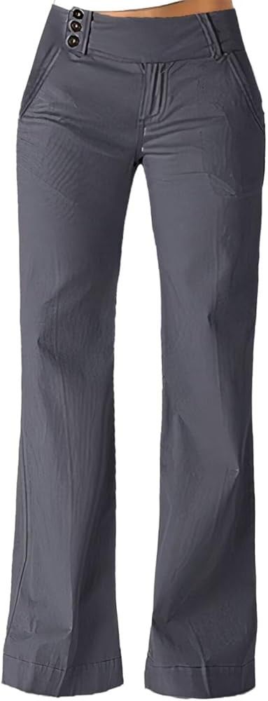 Flamingals Women's Flare Pants Low Waist Dress Pants for Women Trendy Flare Leg Trousers | Amazon (US)