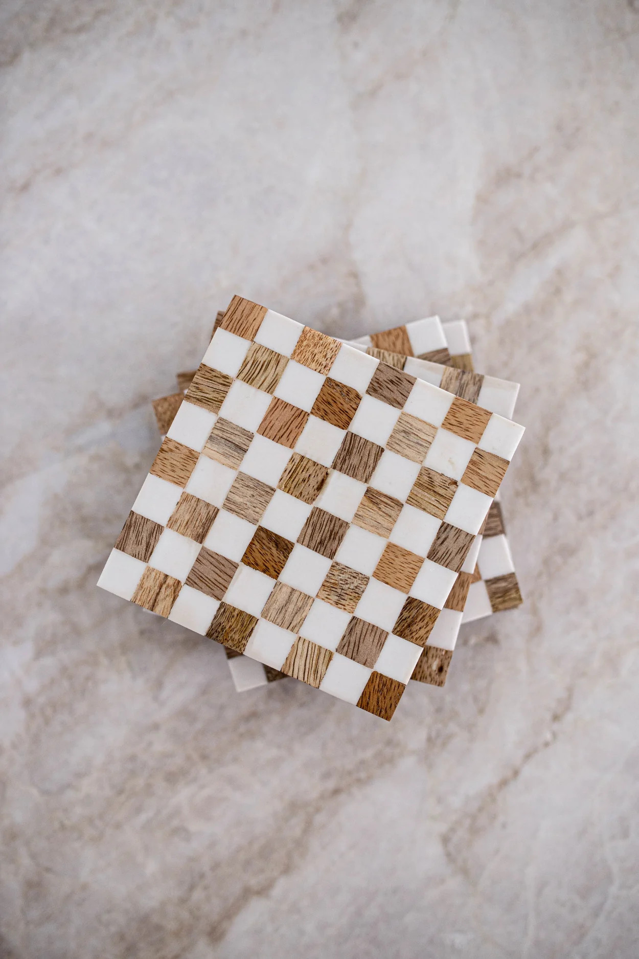 Checkered Wood & Resin Coasters | By Luxe B Co. | Luxe B Co