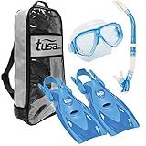 TUSA Sport Adult Splendive Mask, Hyperdry II Snorkel, and fins Travel Set, Blue | Amazon (US)
