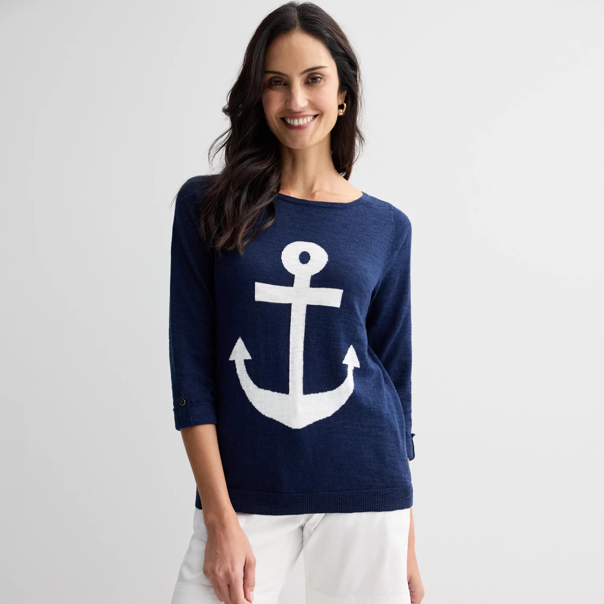 Women's Croft & Barrow® Boatneck Intarsia Sweater | Kohl's