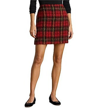 Lauren Ralph Lauren Mohair Plaid Pencil Mini Skirt - 6 | Dillard's