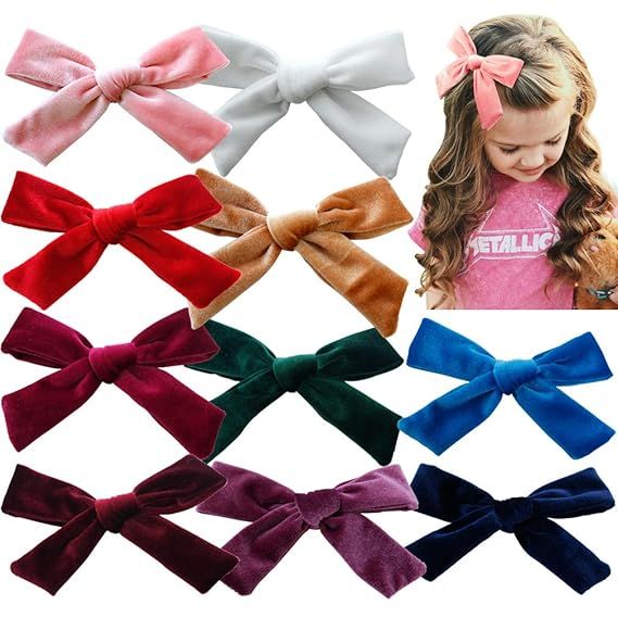 Big Hair Bows Girls Toddler Velvet 5 inches 10 PCS Hair Clips for Girls Alligator Baby Ponytail H... | Amazon (US)