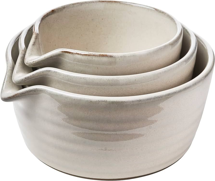 MAGENTA Monterey by Citrine Spouted Prep Bowls, Ceramic-Stoneware Mixing Bowls, Set of 3 | Amazon (US)