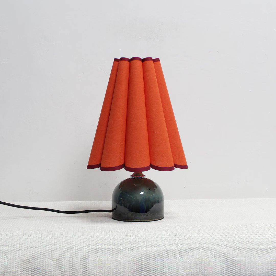 Duzy handmade orange fabric with dark green base table lamp for home decor-110#, 110-240V/50-60Hz... | Etsy (US)
