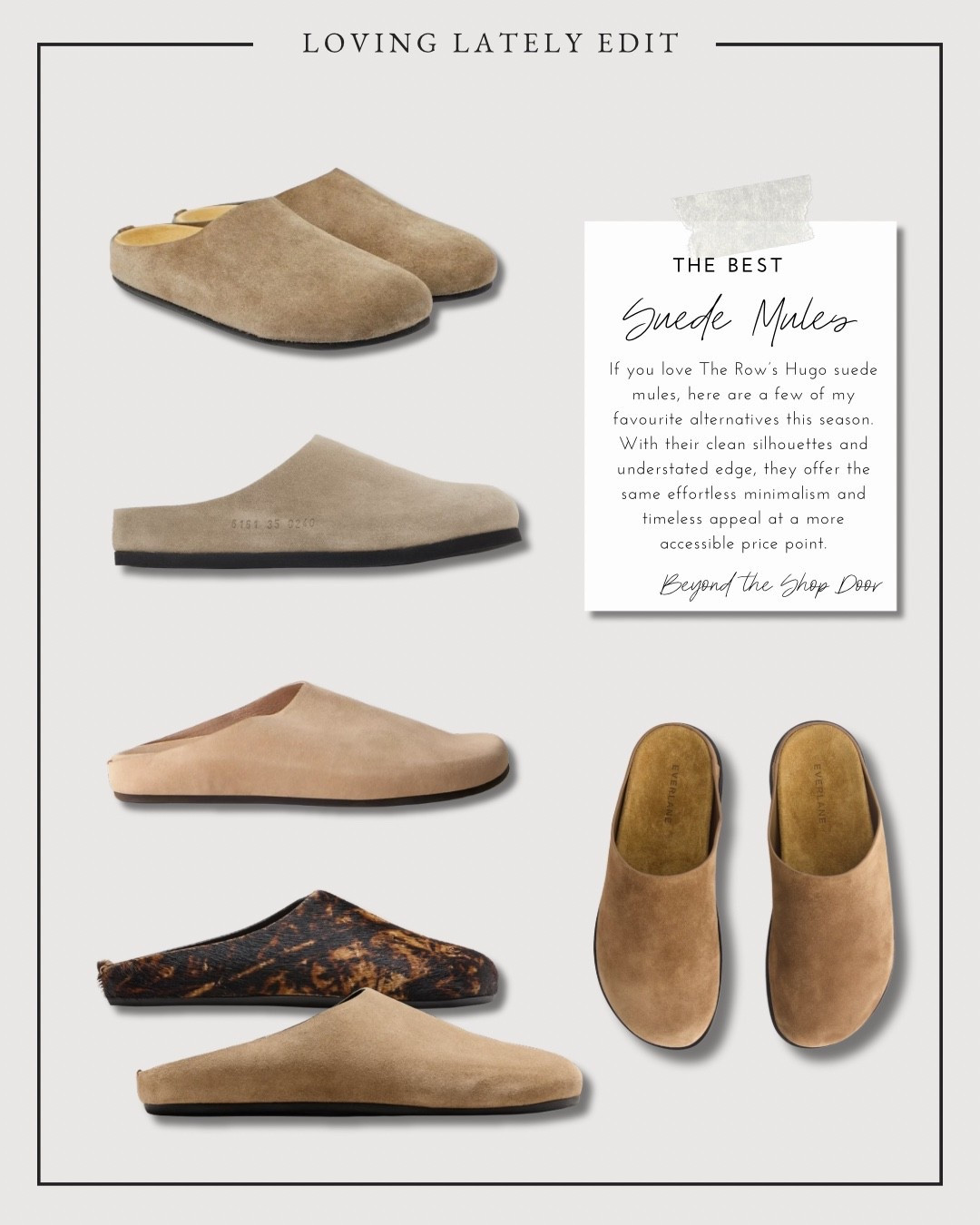 The Best Suede Mules If You Love The Row - On Trend 

Loving Lately Edit

If you love The Row’s Hugo suede mules, here are a few of my favourite alternatives this season.

With their clean silhouettes and understated edge, they offer the same effortless minimalism and timeless appeal at a more accessible price point.

#LTKStyleTip #LTKOver40 #LTKShoeCrush