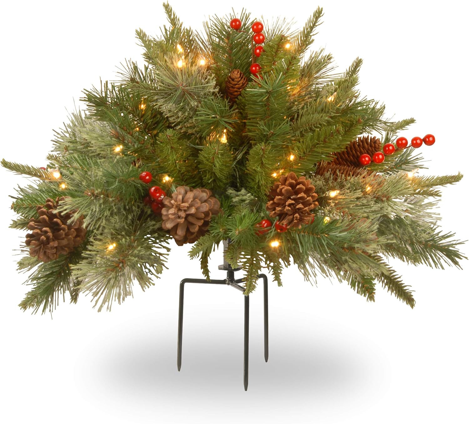 National Tree Company 'Feel Real' Pre-lit Artificial Christmas Urn Filler | Flocked with Mixed De... | Amazon (US)