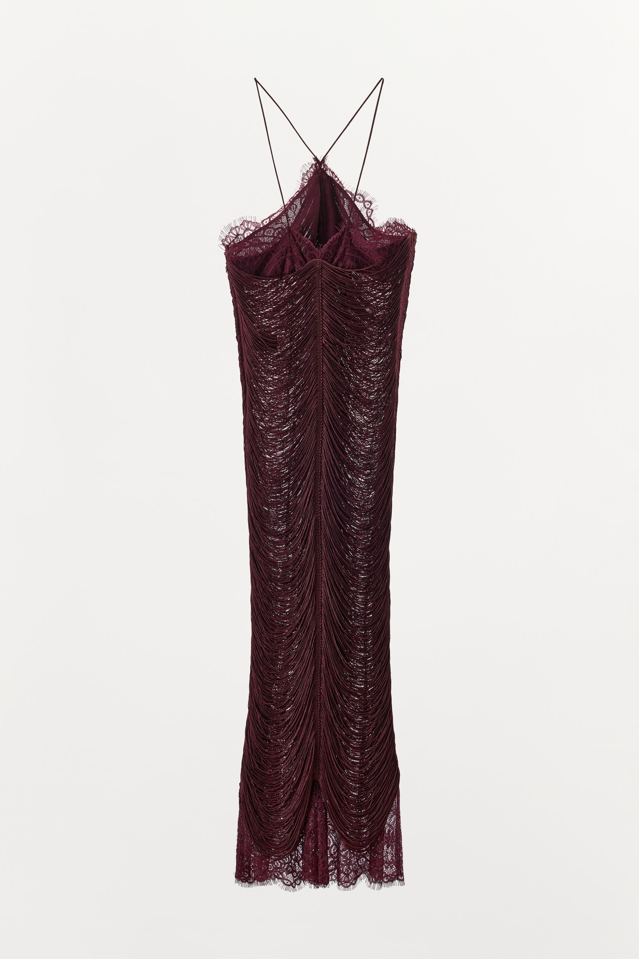 FRINGED LACE HALTER DRESS | Zara Canada