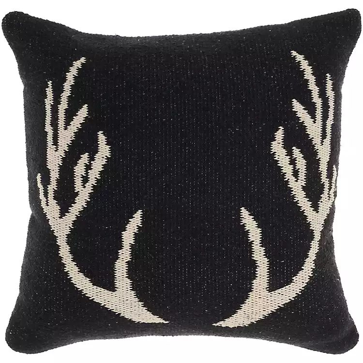 Black Antlers Cotton Throw Pillow | Kirkland's Home