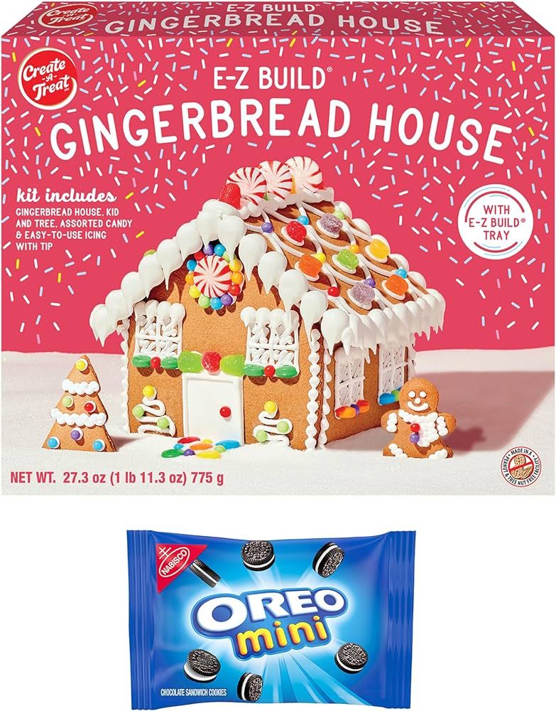 Create-A-Treat E-Z Build Gingerbread House Decorating Kit, Holiday Gift, 27.3 oz + Bonus OREO Min... | Amazon (US)
