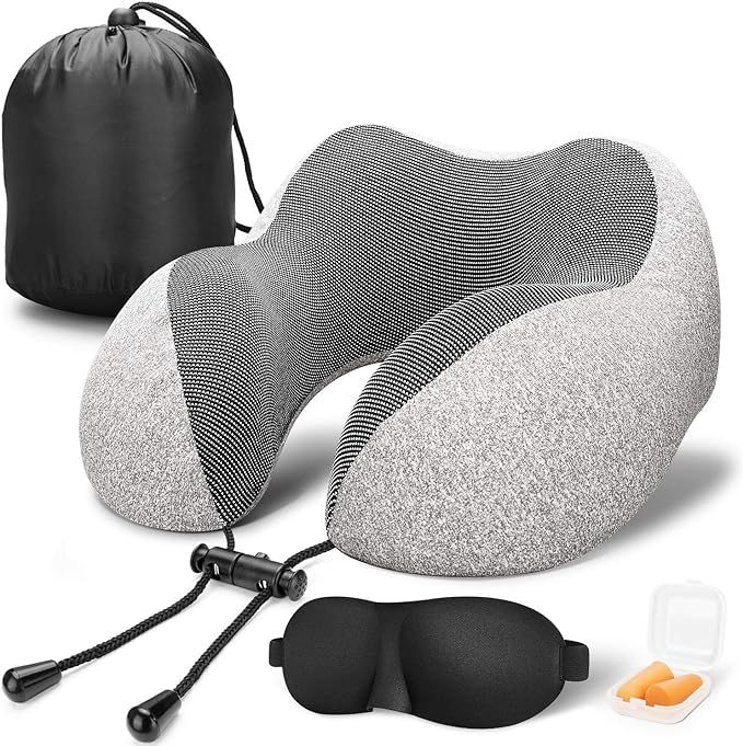 MLVOC Travel Pillow 100% Pure Memory Foam Neck Pillow, Comfortable & Breathable Cover - Machine W... | Amazon (US)