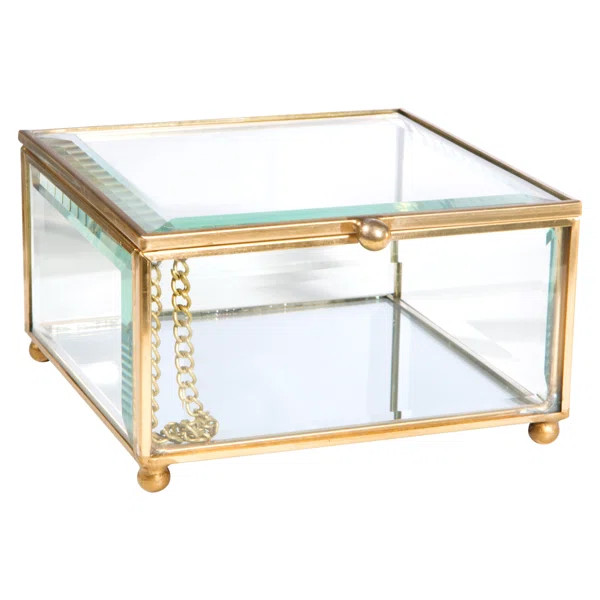 Delaplaine Mirrored Bottom Glass Keepsake Box | Wayfair North America