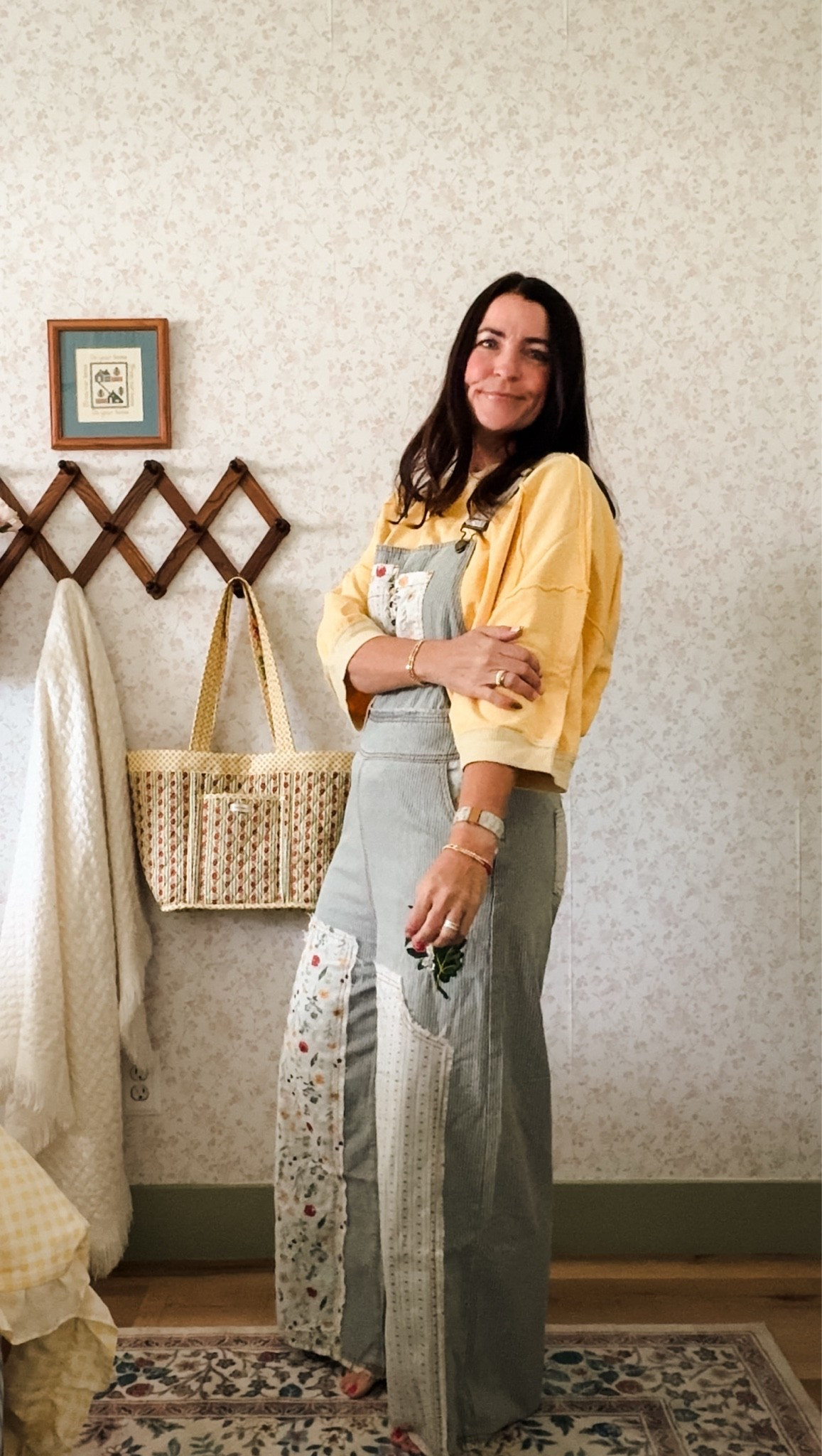 Oversized yellow top + chunky statement necklace, plus the cutest striped and floral overalls! Comfy, colorful and perfect for adding a little sunshine to your closet. 🌼🌸☀️

🤍code LOLLYJANEBLOG saves 20%

#LTKootd #LTKSeasonal #LTKOver40