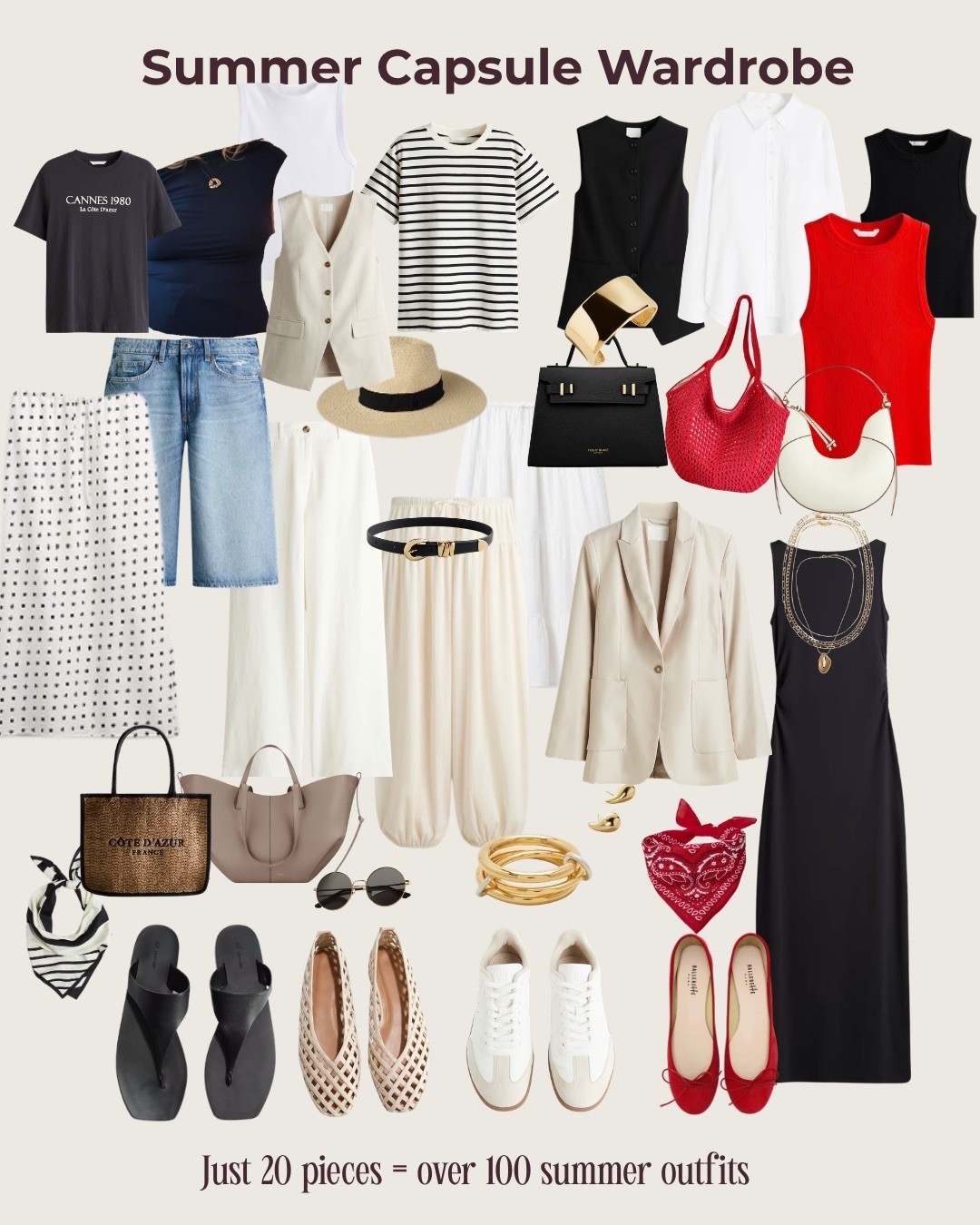 20 pieces = 100+ outfits for summer. Most of them you probably already have in your closet. 

I added the balloon pants and mesh flats as my accent pieces. You can totally skip them and add something else. 

Instead of wondering what to wear every morning, you’ll have a simple summer outfit formula that works every time since all these pieces mix and match together.

Would a simple summer outfit formula make getting dressed easier for you, or do you prefer creating outfits from scratch every day? Comment below.

Save this post for your wardrobe refresh and share it with a friend who’s always saying she has nothing to wear.

Follow for more tips on style and beauty for women over 40.

#LTKsummer #LTKover50style #LTKmidsize