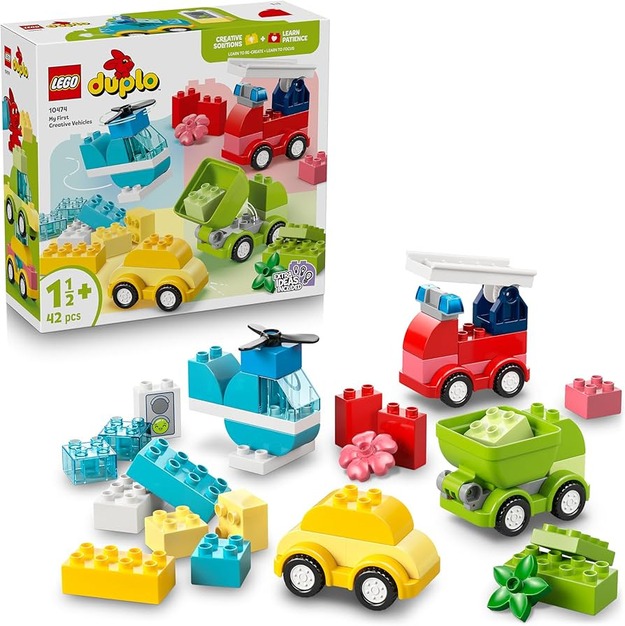 LEGO DUPLO Creative Vehicles - Educational Sorting Toy for Toddlers w/Cars & Trucks - Fine Motor ... | Amazon (UK)