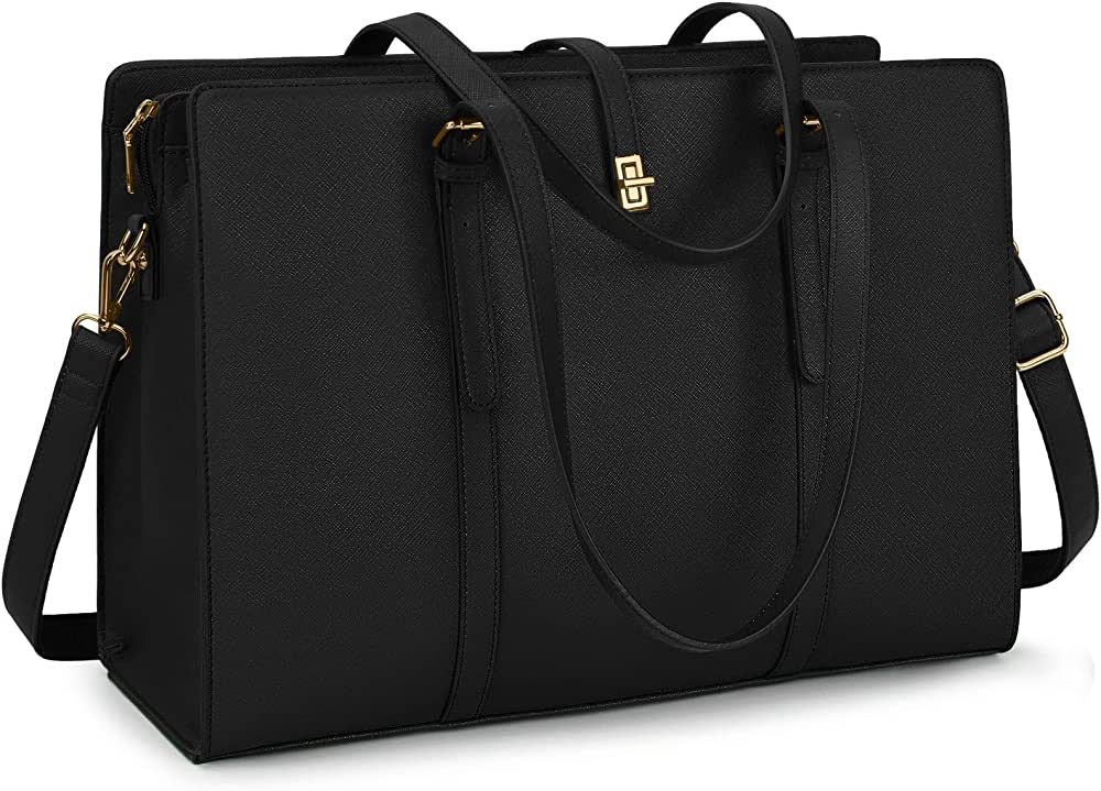 Laptop Bag for Women 15.6 Inch Leather Laptop Tote Bag Waterproof Womens Work Shoulder Bag Profes... | Amazon (US)
