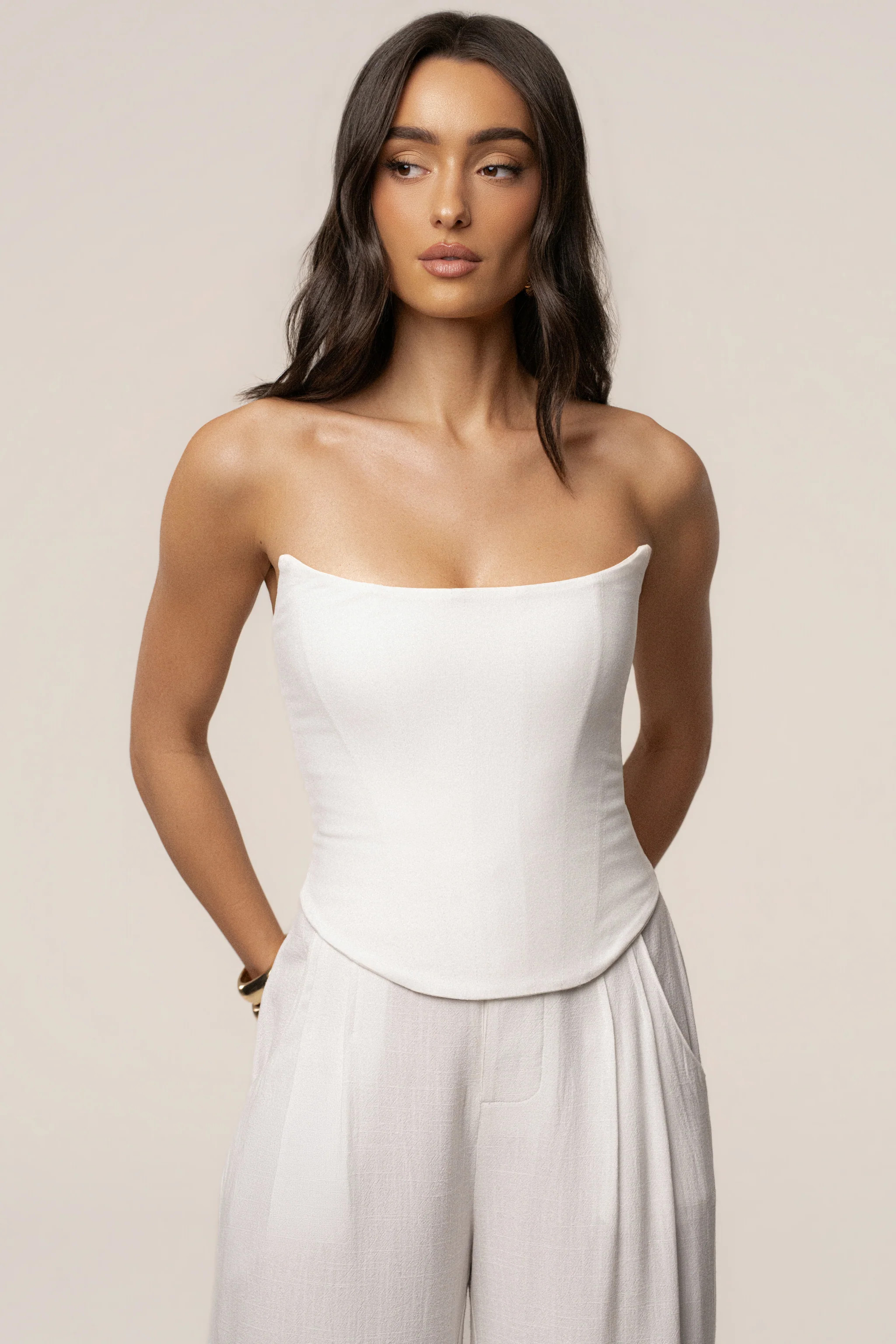 White Fenix Reversible Linen Corset | JLUXLABEL US