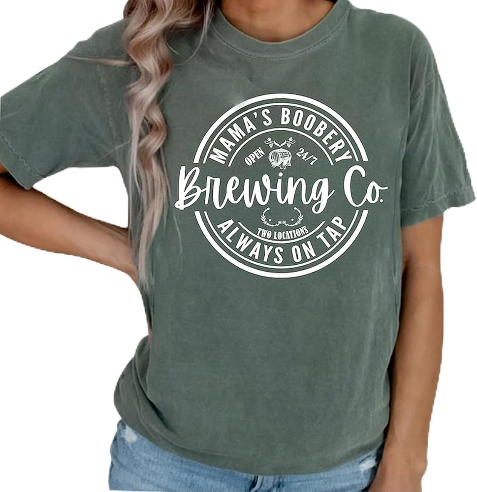 Women Maternity Shirt Comfort Colors Breastfeeding Nursing Friendly Zip Tshirt Mama's Boobery Alw... | Amazon (US)