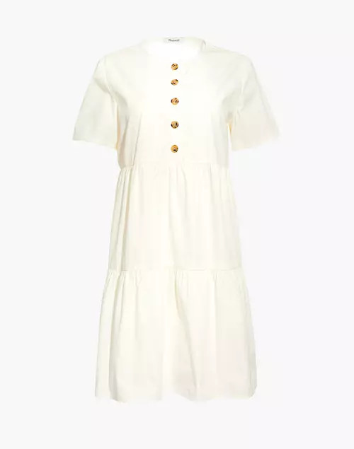 Button-Front Short-Sleeve Tiered Mini Dress | Madewell