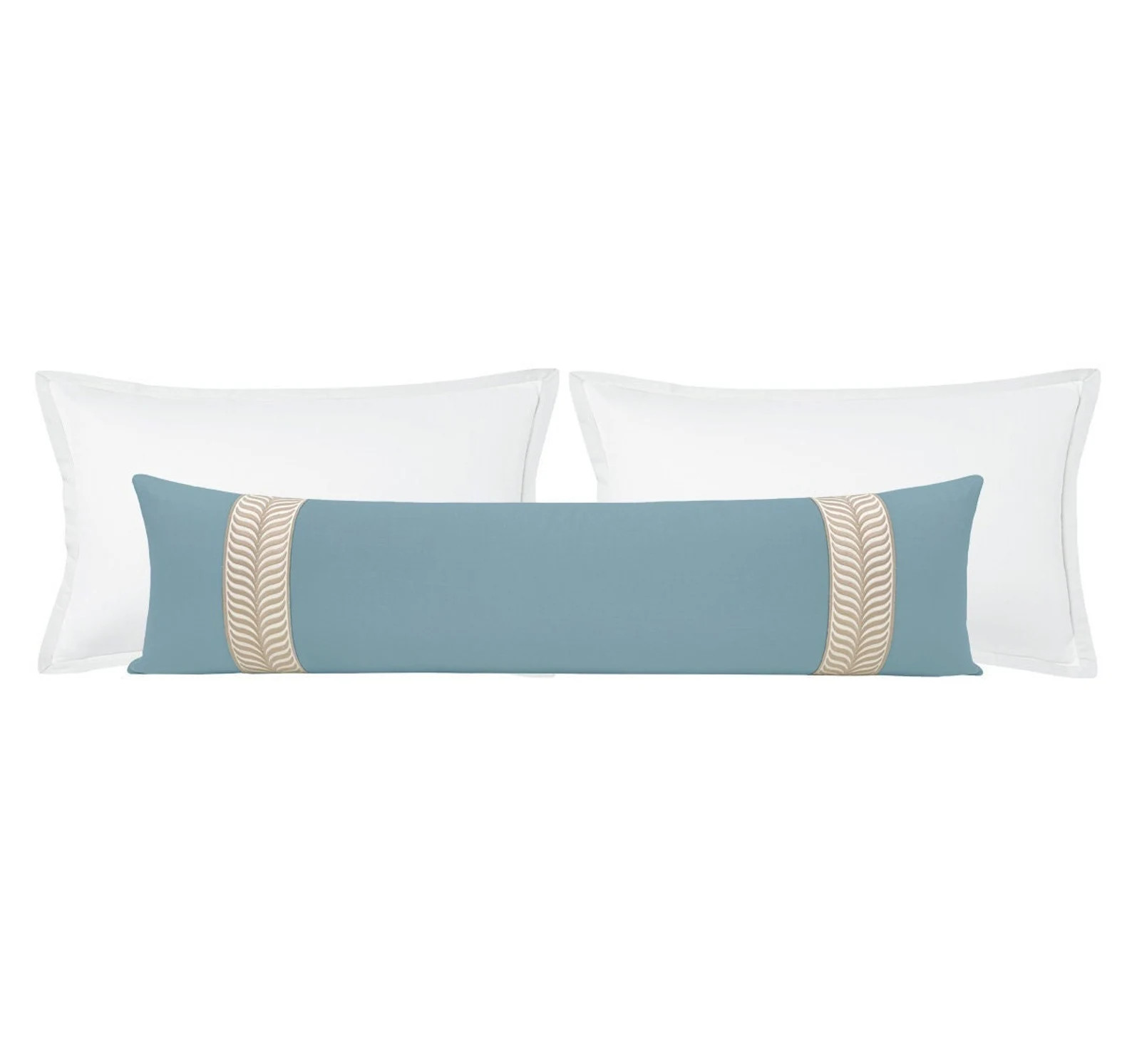 The XL Lumbar : Classic Linen // Hydrangea Blue + Trellis Trim // Natural | linen pillow | blue p... | Etsy (Global)