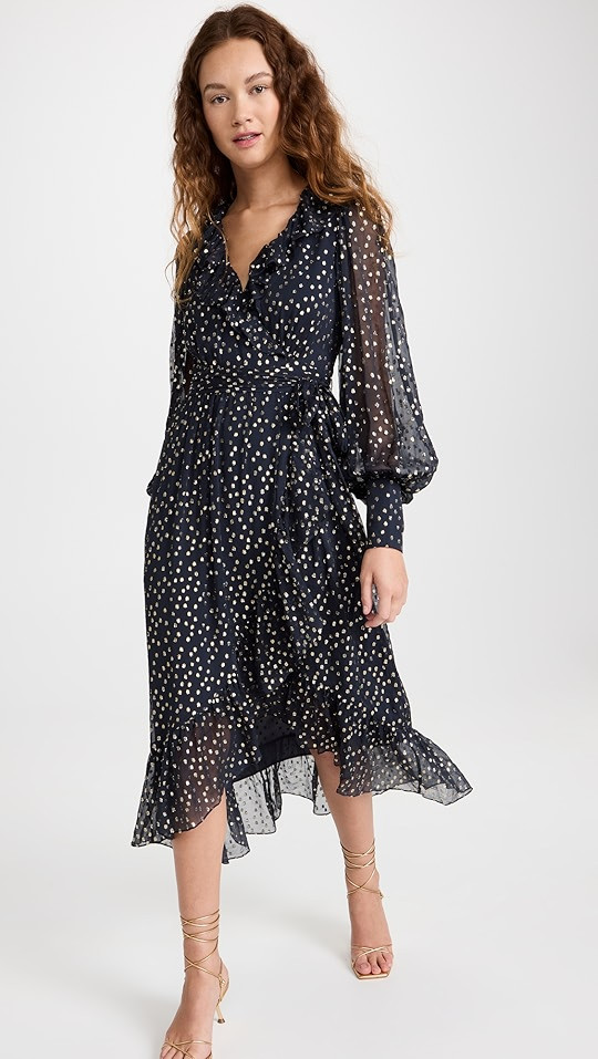 Metallic Wrap Midi Dress | Shopbop