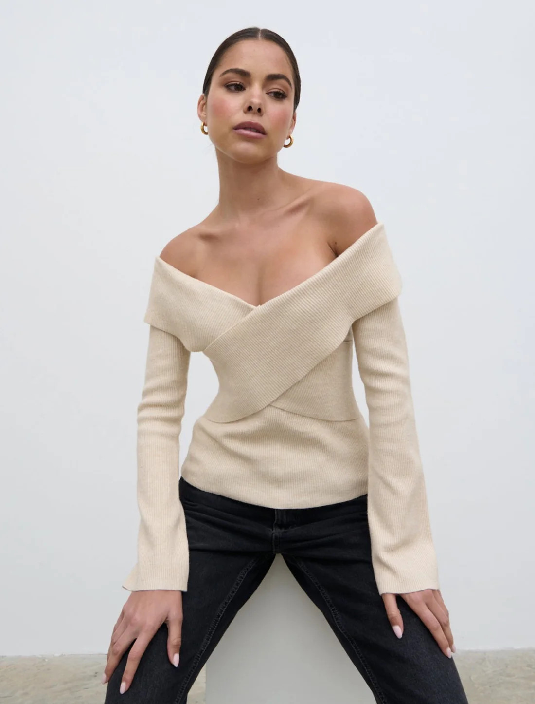 Daphne Cross Over Knit Top | Pretty Lavish (UK)