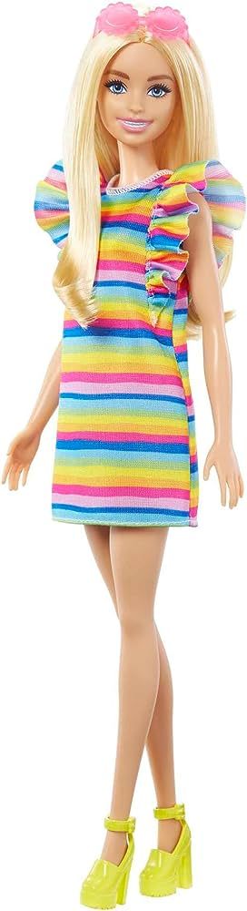 Barbie Doll, Kids Toys and Gifts, Blonde with Braces and Rainbow Dress, Fashionistas, Clothes and... | Amazon (US)