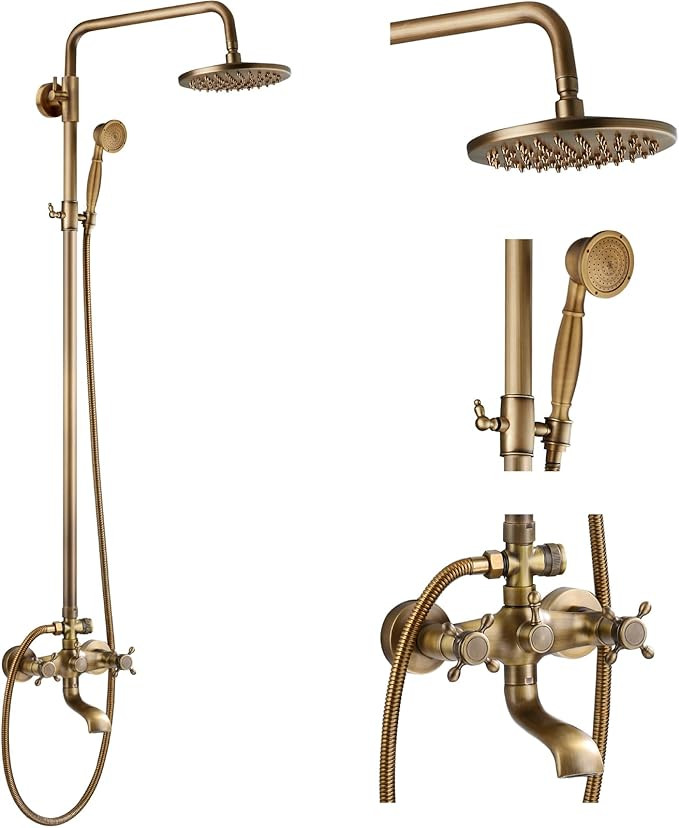 gotonovo Exposed Bathroom Shower Faucet Wall Mounted Shower System 8 Inch Shower Head and Tub Spo... | Amazon (US)