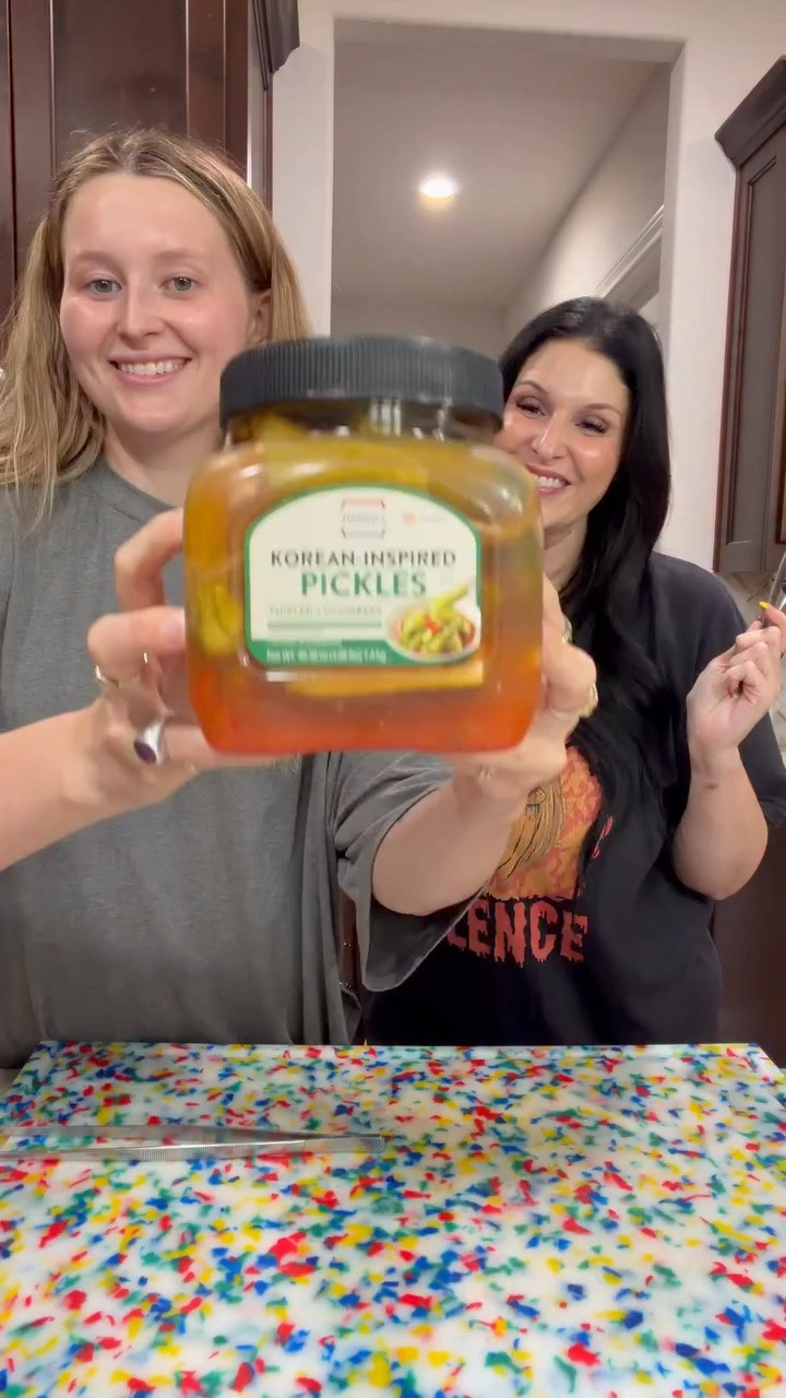 ⭐️FOOD REVIEW⭐️ Korean inspired pickles from #costco- We were hoping for more of a kimchi flavored pickle…. #pickle #pickles #foodreview #motherdaughter