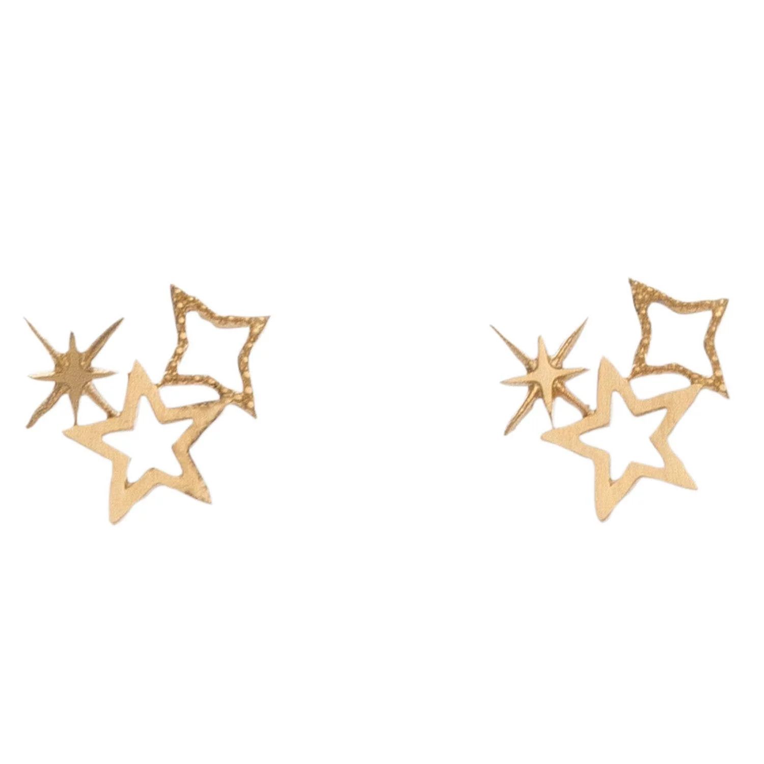 Women's Gold Stud Buds Star Cluster Earrings by Howard's - Walmart.com | Walmart (US)