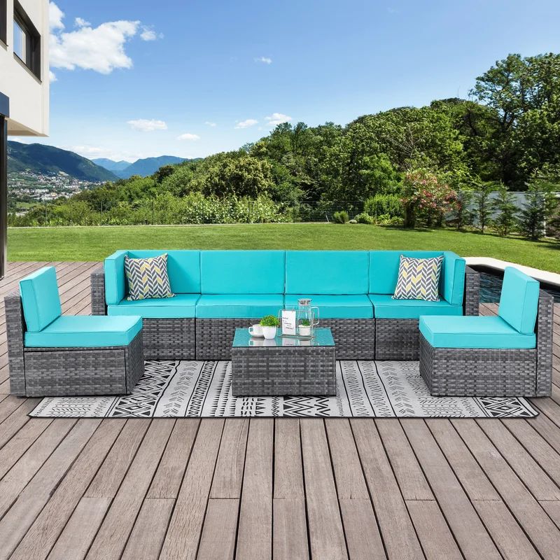 Polyethylene (PE) Wicker 7 - Person Seating Group with Cushions (Set of 7) | Wayfair North America