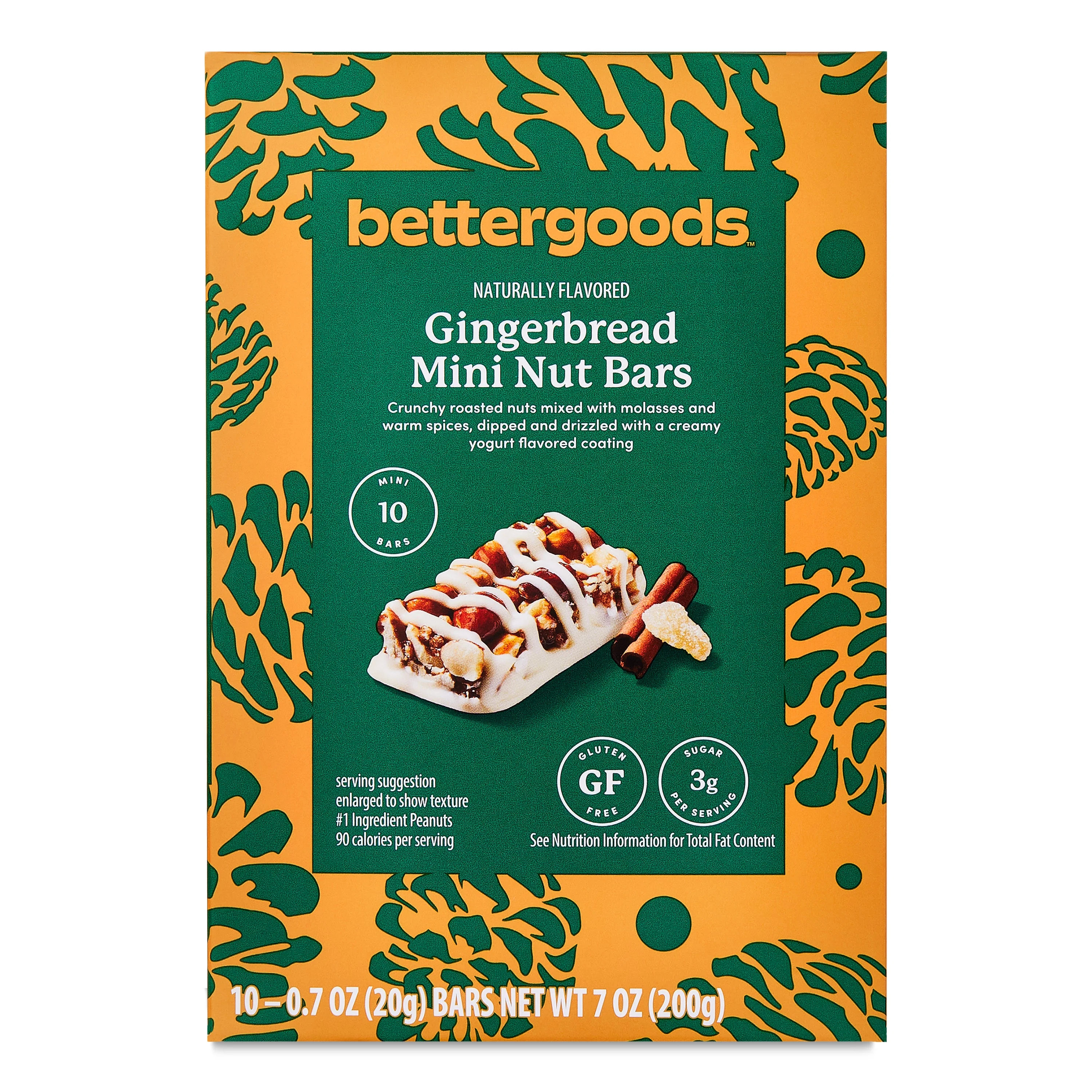 bettergoods Gingerbread Mini Nut Bars, 7.0 oz, 10 Count | Walmart (US)