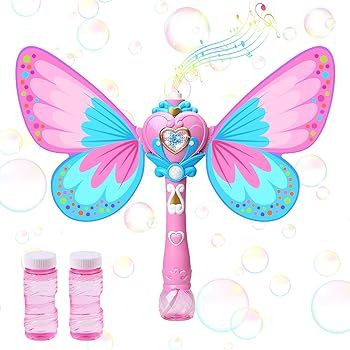 Bubble Machine for Kids Ages 3 4 5 6 7, Kimiangel Handheld Butterfly Blower with Light and Music ... | Amazon (US)