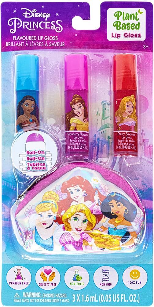 Townley Girl Disney Princess Vegan Plant-Based 3 Piece Roll-On Lip Gloss & Coin Purse Bag for Kid... | Amazon (US)