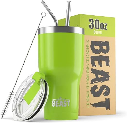 Beast 30 oz Tumbler Stainless Steel Vacuum Insulated Coffee Ice Cup Double Wall Travel Flask (Lem... | Amazon (US)