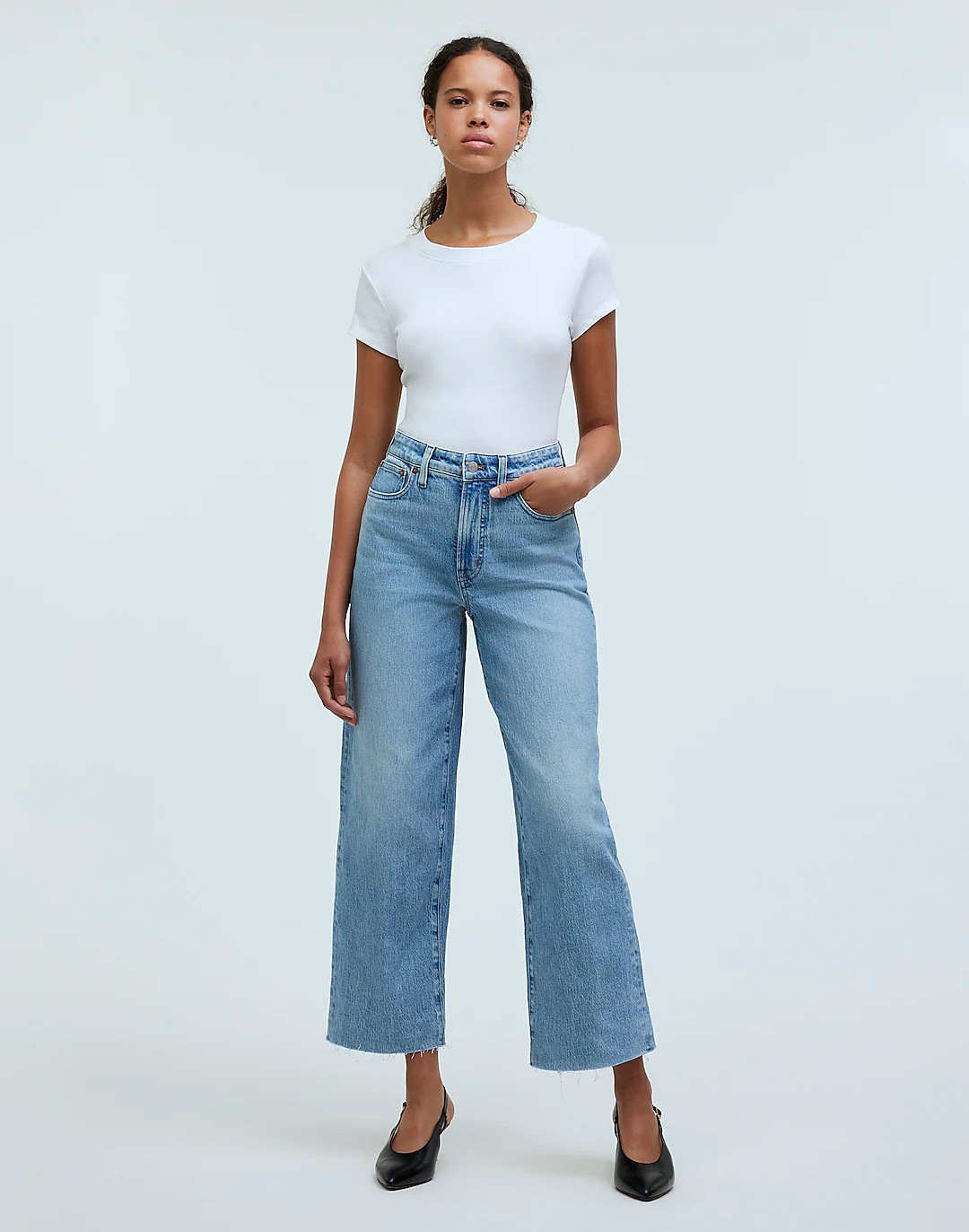 The Curvy Perfect Vintage Wide-Leg Crop Jean in Altoona Wash: Raw-Hem Edition | Madewell