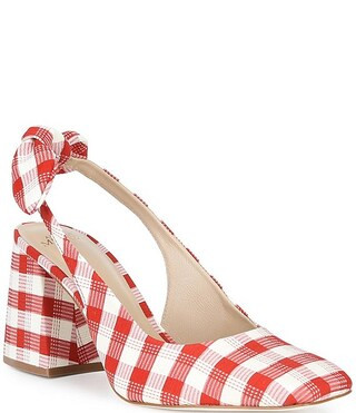 Daisy Gingham Knot Slingback Block Heel Pumps | Dillard's