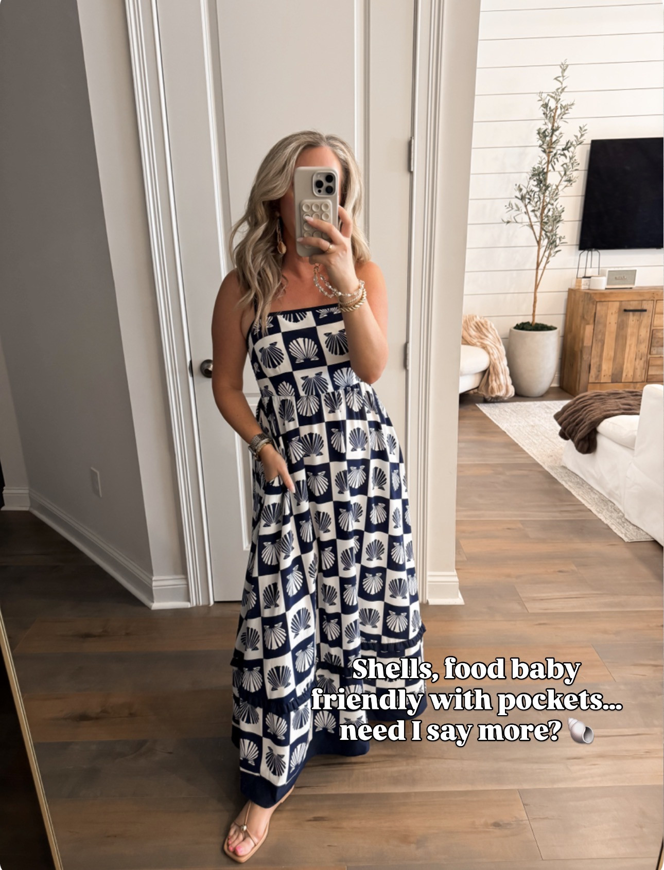 One of my favorite dresses to pack for a warm weather getaway! 🐚 Wearing size S.

Vacation dress, resort wear, maxi dress. pockets, shell print, white and navy, sandals, dinner look, styled outfit, affordable finds, spring and summer, spring style, spring break, beach vacation, Amazon fashion.
 

 #LTKootd #LTKSeasonal #LTKTravel